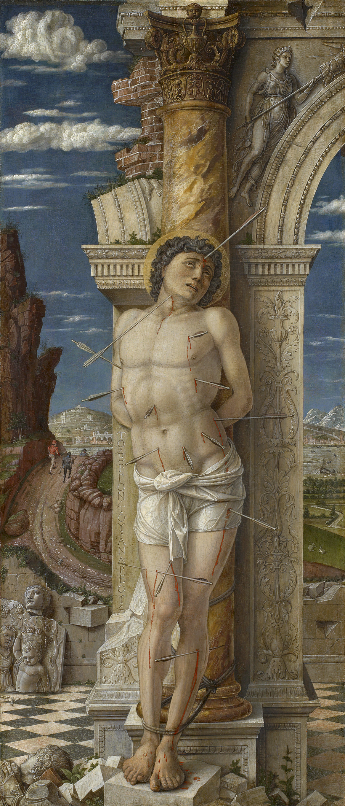 Andrea MantegnaDer Heiliger Sebastian, ca. 1459-60Pappelholz, 68 x 30 cm© Kunsthistorisches Museum Wien, Gemäldegalerie